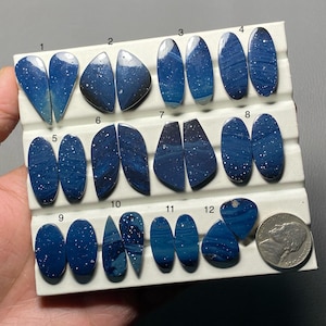 Blue Slag Agate Pair A One Quality 100% Natural Sieber Agate Cabochon Loose Gemstone For Making Jewelry
