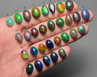 Black Ethiopian Opal Top Grade Quality Smoked Black Ethiopian Opal Cabochon Loose Gemstone For Making Jewelry SF-2127