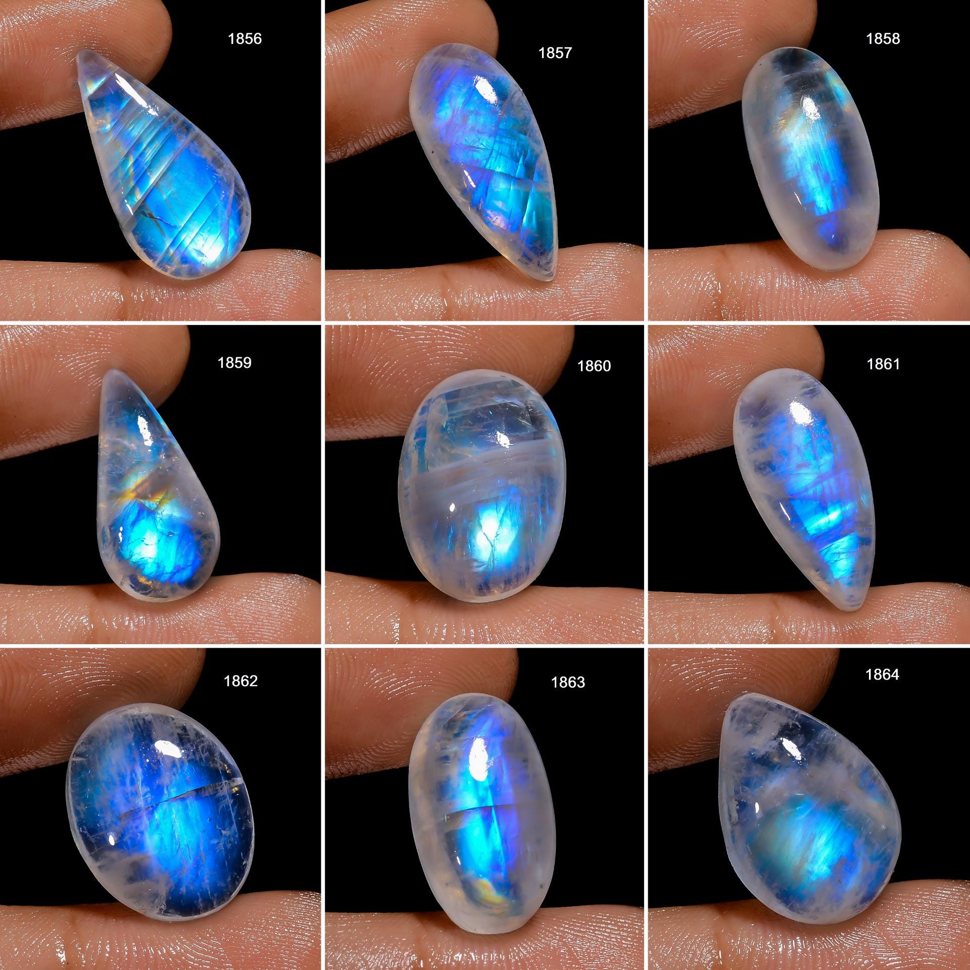 Rainbow Moonstone A One Quality 100% Natural Moonstone Cabochon