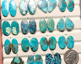 Tibetan Turquoise Pair A One Quality 100% Natural Tibetan Turquoise Cabochon Loose Gemstone For Making Earring SF-412