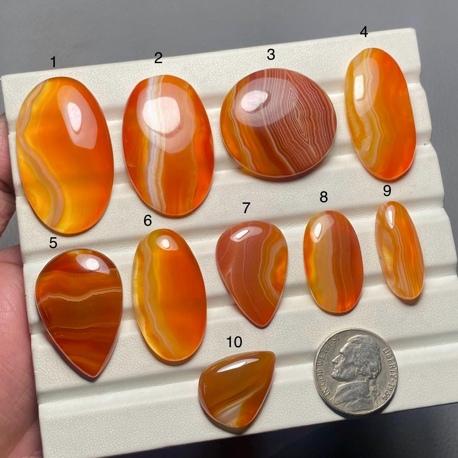 Orange Banded Agate A One Quality 100% Natural Orange Banded Agate Cabochon Loose Gemstone For Making Jewelry Code SF-203