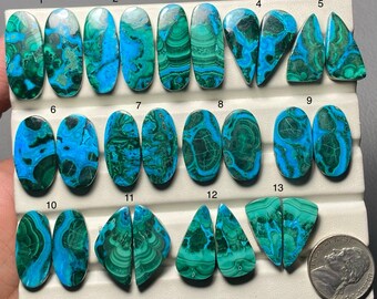 マラカイトクリソコラペアA 100%天然マラカイトクリソコラカボション