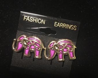 Purple elephant stud earrings