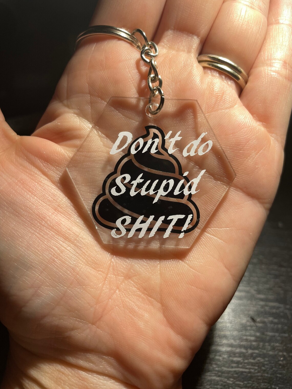 Dont do stupid stuff Keychain. Parent kid key chain. First Etsy
