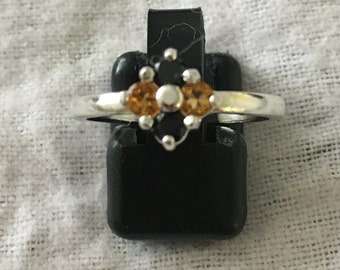 Citrine and Balck Spinel Ring .50 total carat weight. Size 7 ring. Sterling Silver. Free Shipping