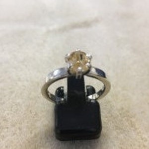 Citrine Ring, Solitaire, .75 carat (6mm) Round, Sterling Silver Setting, Size 7.  Free Shipping