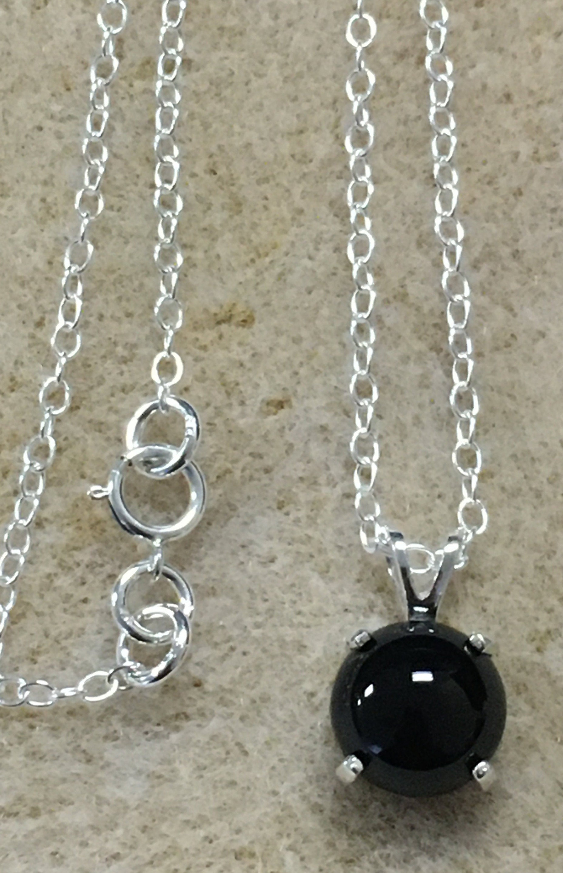 ブレスレット LESS IS MORE onyx necklace 10mm Black Onyx Necklace. 10 Millimeter Cabochon. Sterling Silver