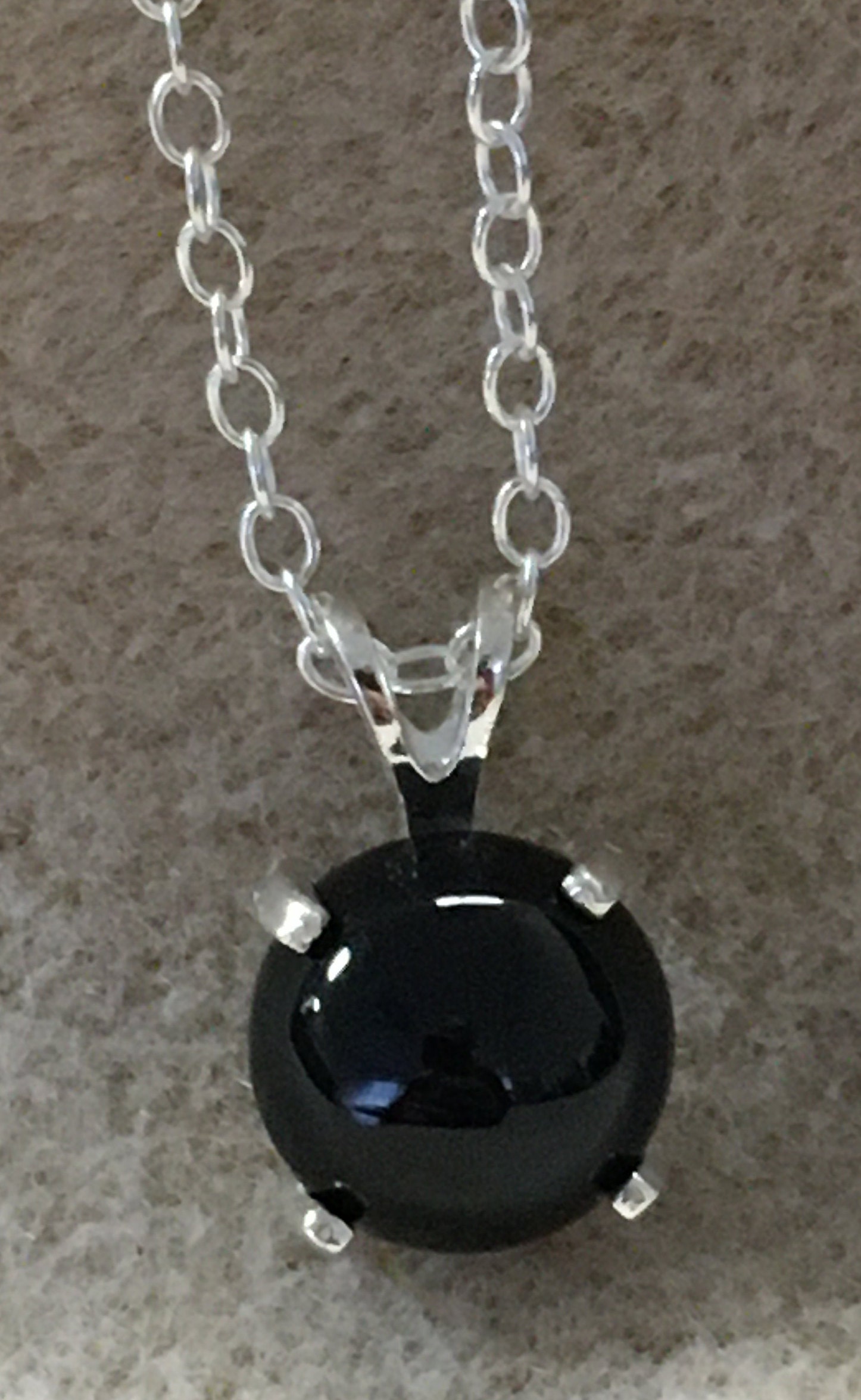 ブレスレット LESS IS MORE onyx necklace 10mm Black Onyx Necklace. 10 Millimeter Cabochon. Sterling Silver