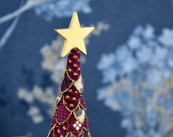 Árbol de Navidad morado y dorado, decoración de chimenea navideña