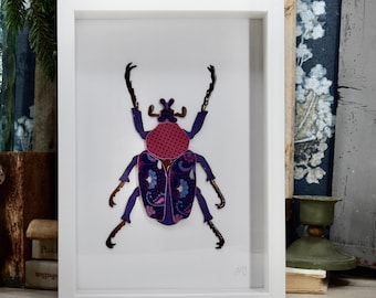 Arte de pared de escarabajos, decoración enmarcada de insectos