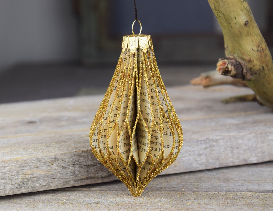 Bauble Stack Vintage Book Paper Baubles, Christmas Honeycomb Ornament, Handmade Set ...