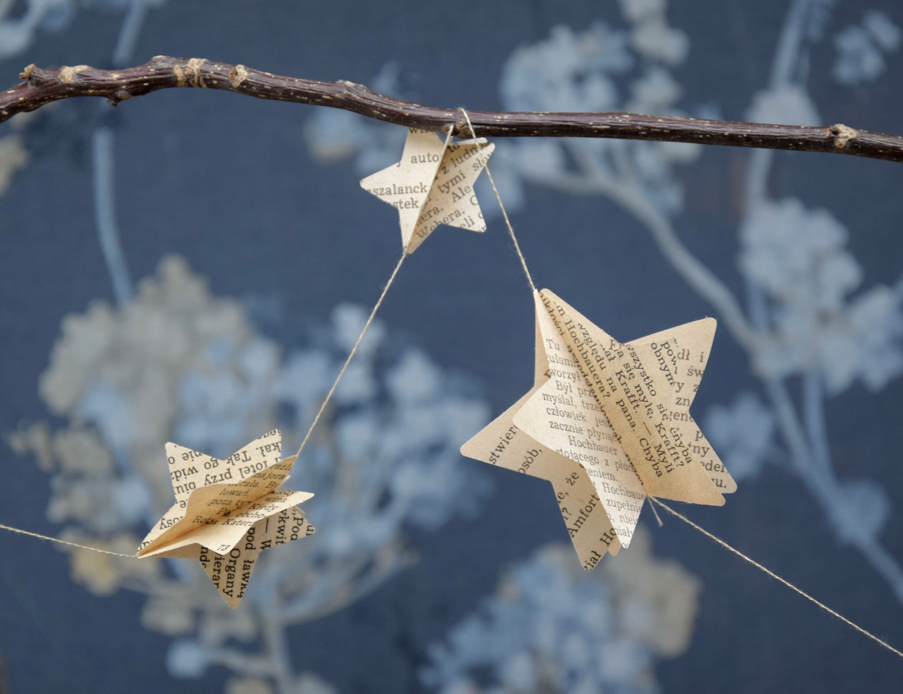 3D Star Garland, Star Book Pages Garland, Vintage Decor, Book