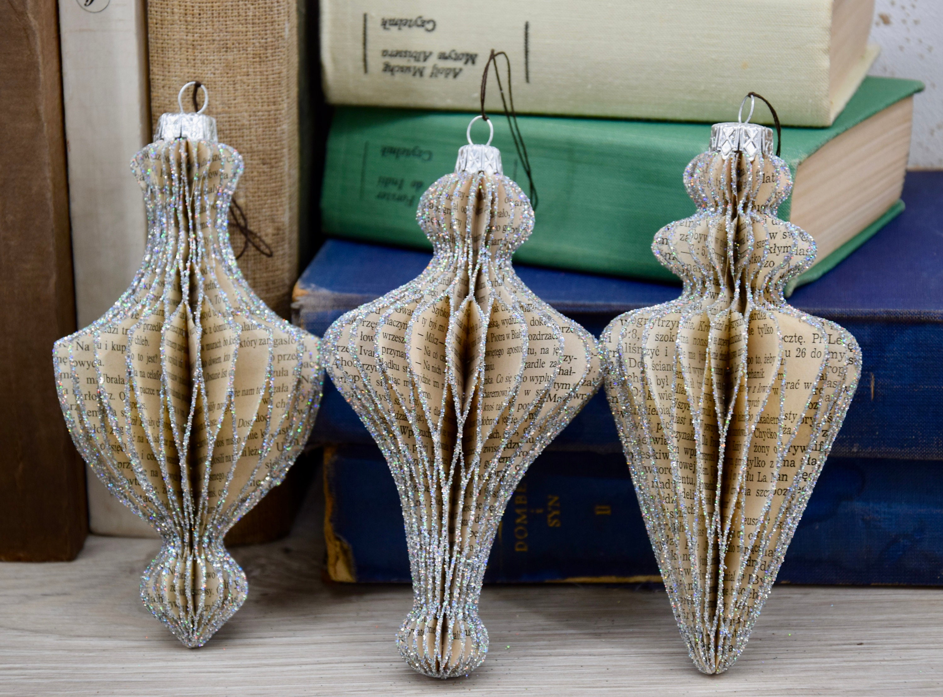 3D Honeycomb Christmas paper ornaments, handmade baubles set of 3