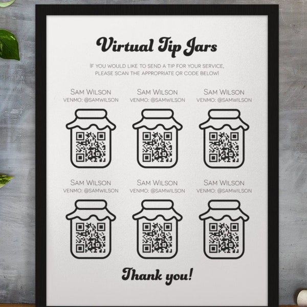 Scan to Pay - Venmo Sign Template - Tip Jar Template - Fully Editable 8x10 and 5x7 Template on Canva