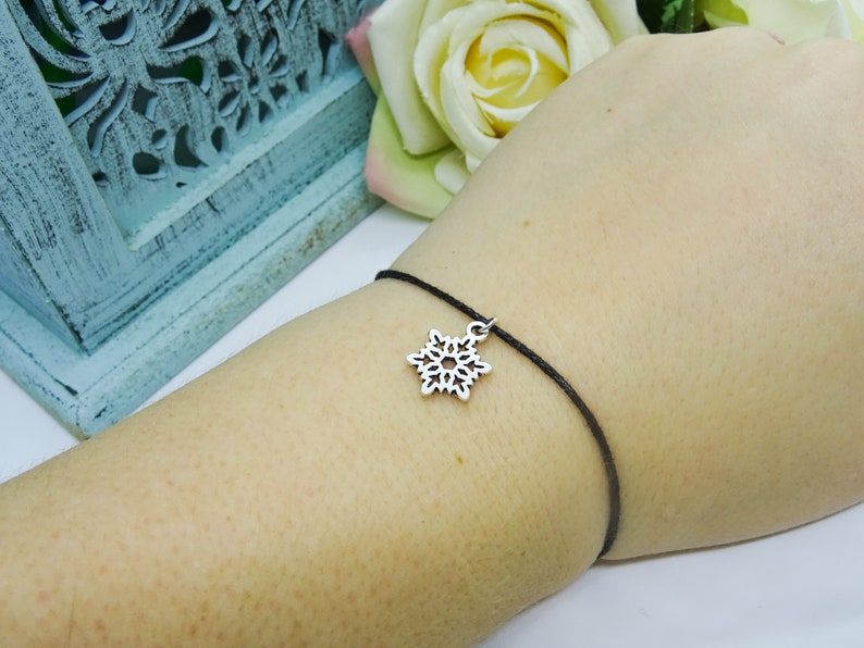 Snowflake Bracelet Christmas Wish Bracelet Christmas Eve Bracelet Cord Snowflake Bracelet