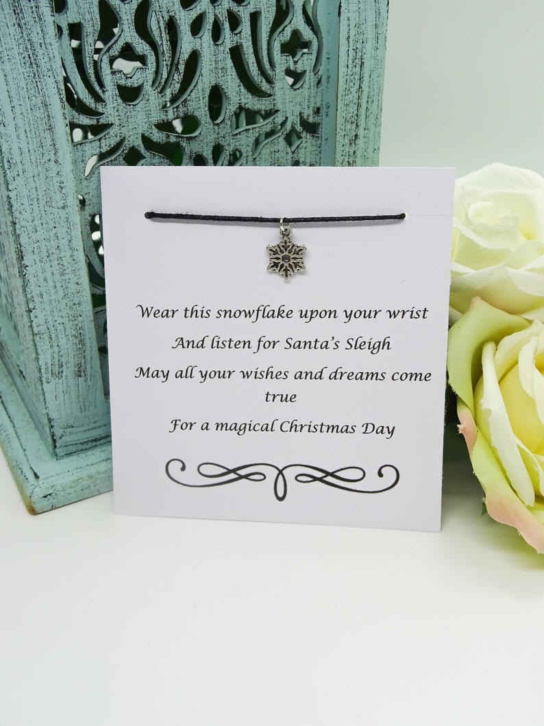 Snowflake Bracelet Christmas Wish Bracelet Christmas Eve Bracelet Cord Snowflake Bracelet