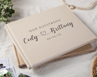 Wedding Guest Book Linen, Custom Photo Book to Sign, Elegant Engagement Guest Book Ideas, Wedding Bride Gift, Scrapbook, Bridal Shower Gift
