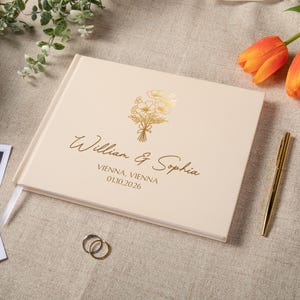 Livro de Convidados de Casamento, Livro de Convidados de Casamento Personalizado com Flores, Álbum de Recortes de Cartas para a Noiva, Lembranças de Casamento, Livro de Recepção de Casamento