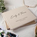 Custom Wedding Guest Book, Linen Photo Book, Elegant Simple Design, Engagement and Anniversary Scrapbook, Reception Wedding Keepsake Gift product logo