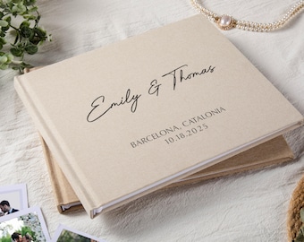 Custom Wedding Guest Book, Linen Photo Book, Elegant Simple Design, Engagement and Anniversary Scrapbook, Reception Wedding Keepsake Gift