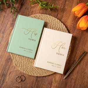 カスタム誓約書 2冊セット - パーソナライズされた結婚式の誓約書、スピーチノート、新郎新婦への贈り物
