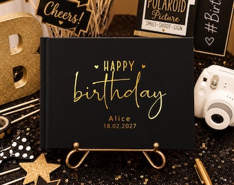 Personalized Birthday Guestbook 9.2x7.2", Photo Happy Birthday, Milestone Book, 18th 21st 30th 40th 50th 60th 70th 80th 90th Memory Keepsake