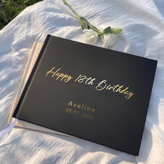 Birthday Guest Book -Personalized 16th,18th,21st,30th, 40th, 50th, 60th, 70th, 80th Birthday Party Gift for Her Him,Photo Album,Sign In Book