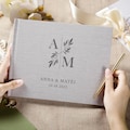Personalized Linen Wedding Guest Book, Minimalist Guestbook Polaroid Photo Album, Engagement & Wedding Scrapbook Gift Ideas for Couples product logo