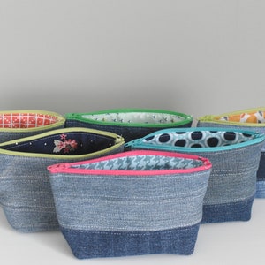 Denim Pouch // Diaper Bag Organization // Upcycled Pouch // Recycled Denim Pouch // Organizing Pouch // Essential Oil Pouch