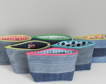 Denim Pouch // Diaper Bag Organization // Upcycled Pouch // Recycled Denim Pouch // Organizing Pouch // Essential Oil Pouch