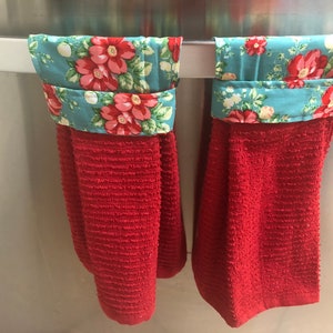 Handmade Custom Towels, Hanging dish towel,  Hanging Terry towel, Hanging oven towel, set of 2