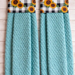 2 set Hanging dish towel, Cabinet Towel Hanging, Terry towel, Hanging oven towel, Hanging hand towel image 2
