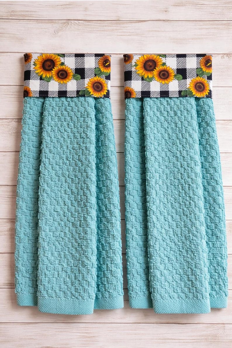 2 set Hanging dish towel, Cabinet Towel Hanging, Terry towel, Hanging oven towel, Hanging hand towel image 2