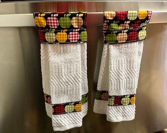Handmade Hanging dish towel,  Hanging Terry towel, Hanging oven towel, set of 2
