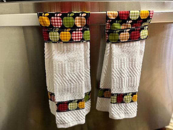 Handmade Hanging dish towel,  Hanging Terry towel, Hanging oven towel, set of 2