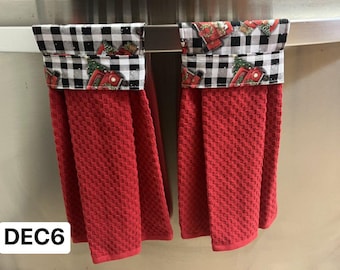 Christmas, Christmas themed hanging towels  set of 2 Handmade  holiday  towel, Hanging oven towel, stove/Christmas stocking stuffers .