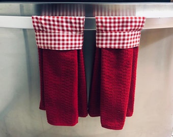 Handmade Custom Towels, Hanging dish towel,  Hanging Terry towel, Hanging oven towel, Thanksgiving Holiday   set of 2 towels