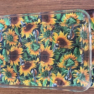 Sunflowers, Birds Casserole Hot Pad, Hot Pad, Buffet Serving Pad, Heat-Resistant Cotton , Reversible, Washable.  Extra Large Hot Pad,12 x 17