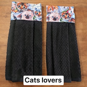 Pets lover Handmade  Hanging dish towel,  Hanging customs  towel, Hanging oven towel, set of 2