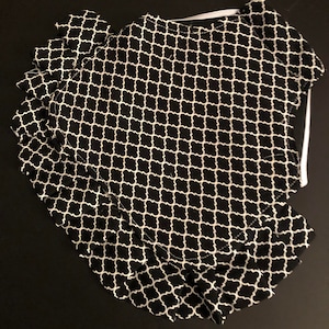 Handmade Padded Chicken - Hen Saddle Pattern -Keepsake Calico cotton fabric white design on black Saddle Pattern