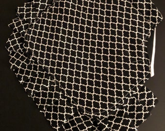 Handmade Padded Chicken - Hen Saddle Pattern -Keepsake Calico cotton fabric white design on black Saddle Pattern
