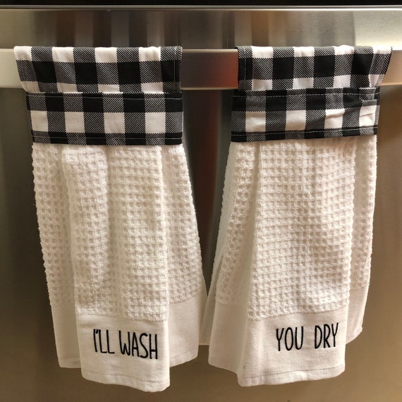 Kitchen Rules Towels, Hangs on Oven, Cabinet Doors, Dishwasher