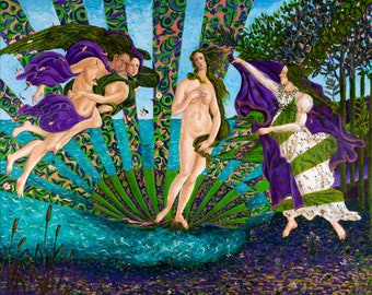 Die Geburt der Venus - MK Anisko - Zeitgenössisches Ölgemälde - Original großes Gemälde - Sandro Botticelli