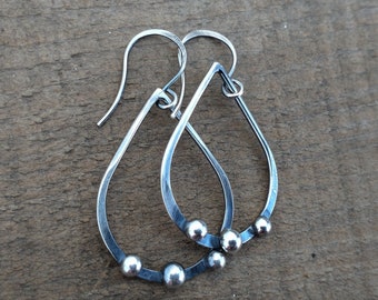 Balled Teardrop earrings- sterling silver