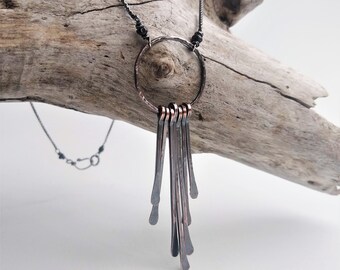 Rainfall > Hammered Copper/ Silver chain Necklace