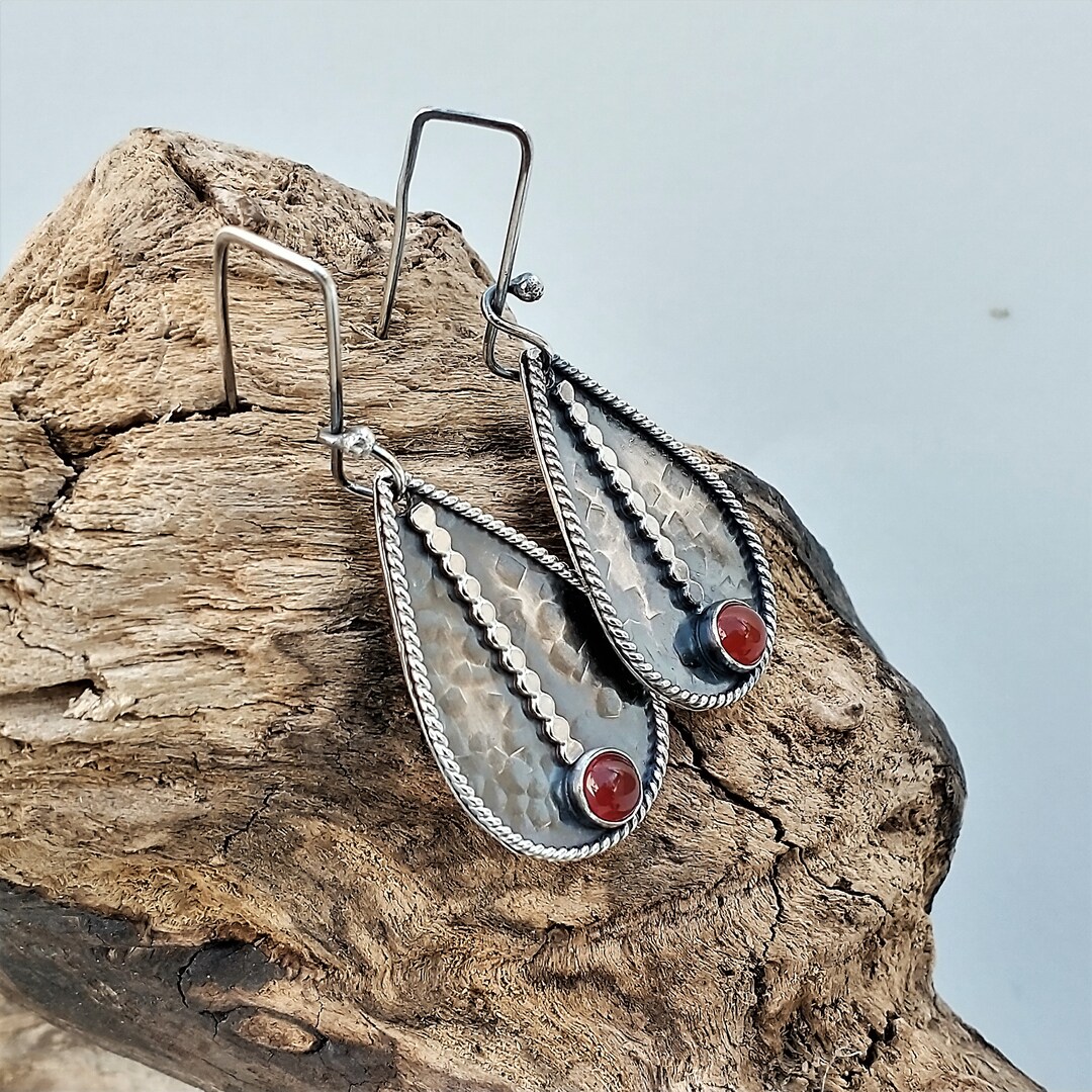 Light at the End of the Tunnel Sterling Silver/ Carnelian Earrings - Etsy