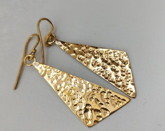 Assymetrical  Brass Triangle Earrings