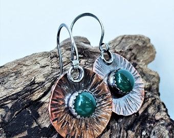 Green vibes-Green Onyx  set on copper