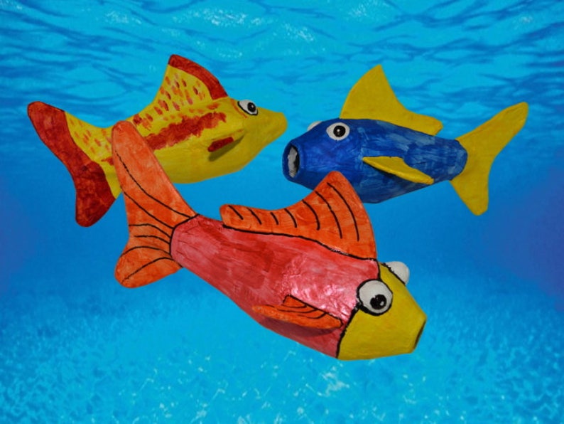 Paper mache fish DIY templates and instructions Etsy