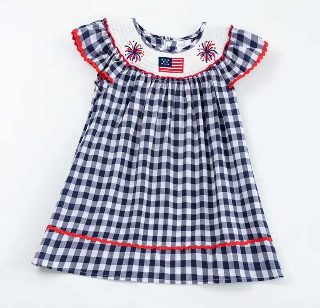 Vintage Flags Smocked Ruffle Dress